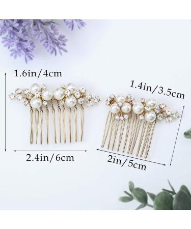 Brishow Gold Pearls Wedding Hair Combs - Bridal Accessories for Women and Girls - Buy Online on GoSupps.com