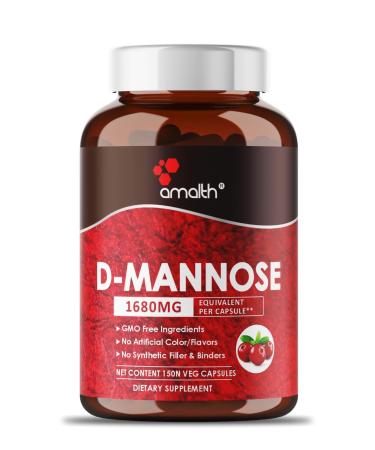 AMALTH D-Mannose 1680 mg per Serving 150 Veg Capsules Potent & Non-GMO All-Natural 50 Days Supply