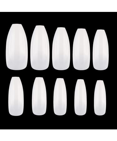 Makartt Nail Tips Long Coffin Nails Natural 500pcs 10 Sizes Full Cover Press on Nails for Easy Nail Extension Manicure Fake Nails Acrylic Nails False Nails for Gel Polish Nail Art Nail Salon DIY Nails