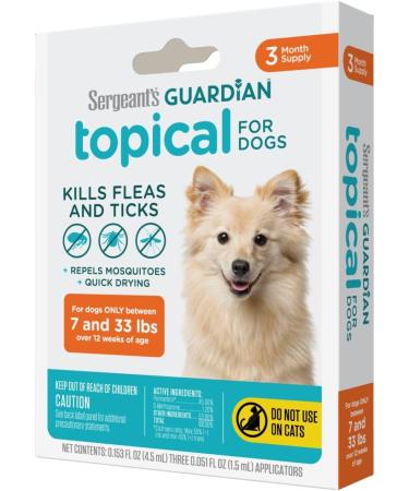 Sergeant's Guardian Flea & Tick Squeeze On for Dogs 7-33 lbs., 3 Count - Buy Online on GoSupps.com