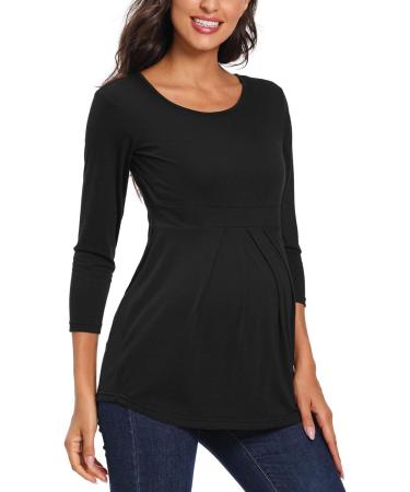 Love2Mi Maternity Short Sleeve Pregnancy T-Shirt - Summer Tunic in Black, Size Large - Buy Online on GoSupps.com