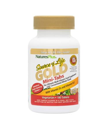 Nature's Plus Source of Life Gold Mini-Tabs The Ultimate Multi-Vitamin Supplement with Concentrated Whole Foods 180 Tablets