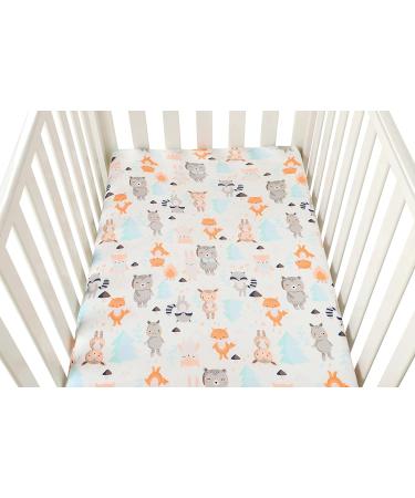 Stretchy Fitted Mini Crib Sheets Set 3 Pack - Elephant Tiger Fox & Grey | Tontukatu Pack n Play Sheet | Portable Playard Mattress Cover | Ultra Soft Jersey Material - Buy Online on GoSupps.com