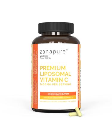 Zanapure Premium Liposomal Vitamin C Capsules | 1400mg Per Serving | Higher Absorption and Higher Bioavailability Formula | 180 Capsules (3 Months Supply) | Made in USA