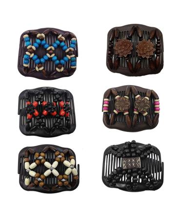 6 pieces of pearls hair feast magic elastic hair clips hair comb elastic pearls magic hair clip double hair clip multifunctional hair double clips hair holder for diy hair styling tool