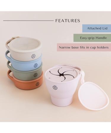 Boppabug Toddler Snack Cup with Attached Lid - Collapsible Silicone Container | Spill Proof Snack Catcher - Dusty Lilac - Buy Online on GoSupps.com