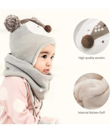 DORRISO Kids Caps Scarf Set | Cute Autumn Winter Newborn Baby Beanie Hat & Scarf | Boys Girls Knitted Warm Comfort | Gray M - Buy Online on GoSupps.com