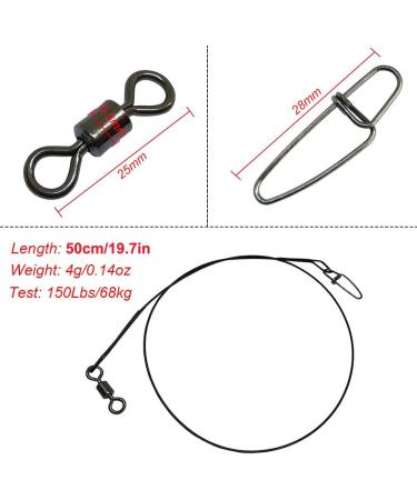 Stainless Steel Fishing Wire Leader Line 100-120Lb Heavy Duty with Rolling Swivels and Snap Connect - 25-30 PCS | Black - Buy Online on GoSupps.com