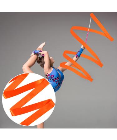 SAVITA 2PCS Dance Ribbons | 78.7 Inch Gymnastics Ribbon Streamers with Wand | Orange Khaki Twirling Ribbons for Dancers - Buy Online on GoSupps.com