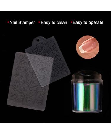 Professional Nail Art Stamper - Silicon Stamp Tool for Home Salon | Transparent Clear Nail Art Kit with Plates for French Smile Line - Buy Online on GoSupps.com