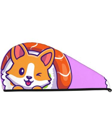 Corgi Sushi Roll Microfiber Hair Towel | Soft Super Absorbent Wrap for Long Curly & Thick Hair | Coral Velvet Quick Dry Cap - Buy Online on GoSupps.com