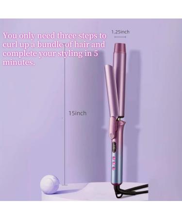 Professional 1 1/4 Inch Curling Iron 13 Gears Clipped Ceramic Barrel Dual Voltage & Auto Off Perfect for Travel - Buy Online on GoSupps.com