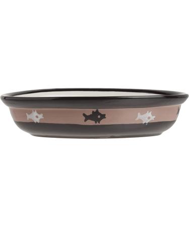 PetRageous 10070 Oval City Pets Stoneware Cat Bowl - 6.25 Wide, 1.5 Tall Saucer, 1-Cup Capacity, Dishwasher & Microwave Safe - Ideal for Cats - Black/Brown - Buy Online on GoSupps.com