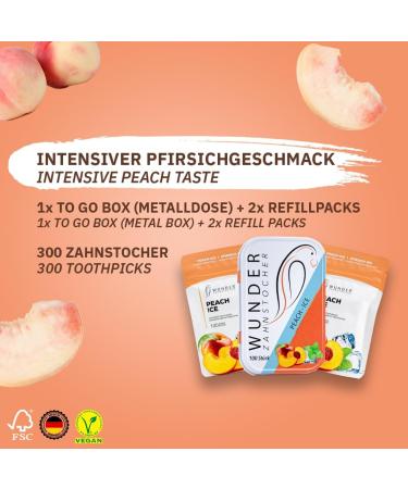 Wunder ZAHNSTOCHER Starter Bundle - 3er Set mit Geschmackszahnstochern (Pfirsich/Ice) 2x Nachf llpack + 1x Dose Internationaler Versand verf gbar - Buy Online on GoSupps.com
