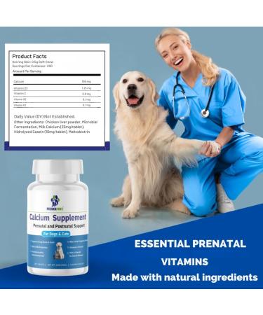 PregnaPaws Calcium for Dogs & Cats Prenatal & Postnatal Support Promotes Healthy Puppies & Kittens 200 Chicken Flavor Tablets - Buy Online on GoSupps.com