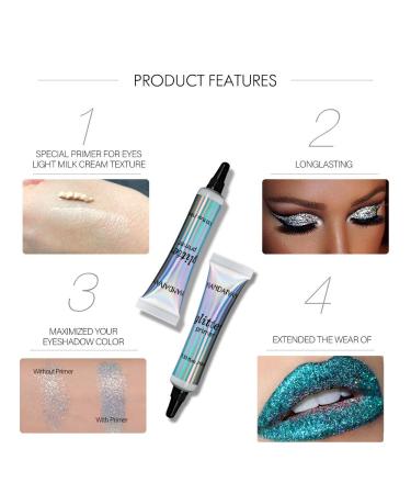 MAEPEOR Glitter Eyeshadow Primer Gel - Waterproof & Smudgeproof, Long-lasting & Professional Base for Eyes, Body, Face & Lips - 2 PCS 10ml - Buy Online on GoSupps.com
