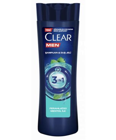 Clear Men 3 in 1 Shampoo & Shower Gel Refreshing Menthol Complete Care -350 ML-11.8 Fl Oz