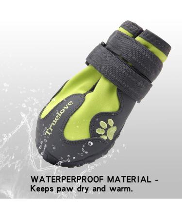 Mokcci TrueLove Waterproof Dog Boots - Reflective Straps for Small Medium & Large Dogs (4 Pack) - Paw Protection - Green - Buy Online on GoSupps.com