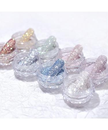 GZMAYUEN Crystal Diamond Nail Glitter Powder Set - 8 Pieces Gold, Silver, Rose Gold, Blue Glass Stone Chrome Sparkles - Nail Pigment Decoration Kit - Buy Online on GoSupps.com
