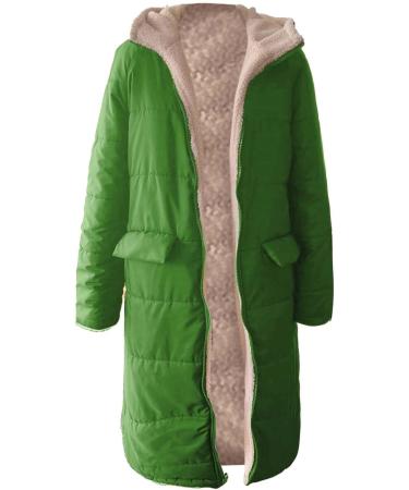 Buy Hanxiulin Women's Fleece Jacket - Warm Plush Hooded Coat for Autumn & Winter - Windproof Outdoor Jacket - Green XXL - Buy Online on GoSupps.com