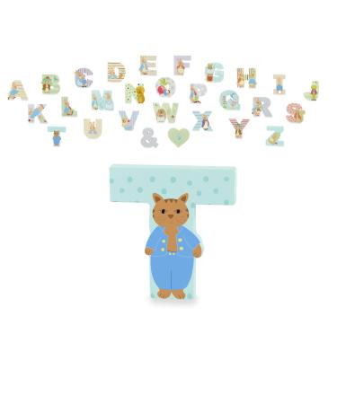 Peter Rabbit Wooden Letters by Orange Tree Toys Letter T with Tom Kitten- Alphabet Animal Letter for Personalised Baby Name Toy Box Door Wall Decorations Animals Nursery Decor Boys Girls Bedroom