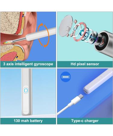 1080P HD WiFi Ear Endoscope Wireless Otoscope with LED Lights - Ear Wax Remover Kit for Adults, Kids, Pets - Visual Ear Cleaner Camera - White (8pcs Ear Picks) - Buy Online on GoSupps.com