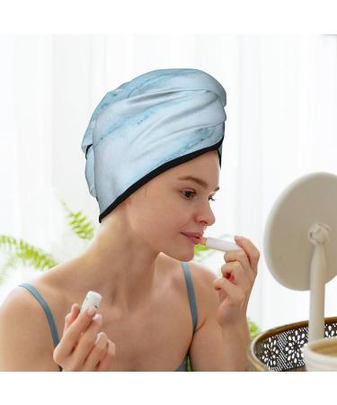 Light Blue Marble Microfiber Hair Towel - Soft Super Absorbent Quick Dry Wrap for Women | Perfect for Long Curly & Thick Hair - Buy Online on GoSupps.com