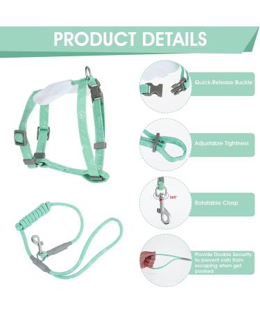 Adjustable Tiesome Cat Dishes with Leash & Collar Set - Color Gradient Kitten Dishes for Outdoor Walks (Green) | International Shipping Available - Buy Online on GoSupps.com