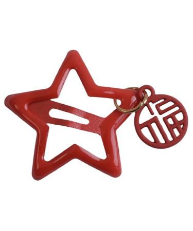 SZYDD Star New Year red Blessing Pendant Word Plate Five-Pointed Star bb Clip Girl Festival Star Holiday Hair Clip Sweet Girl Hair Headdress Ladies Girl Hair Accessories Metal
