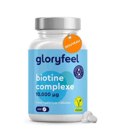 Biotin 10 000 mcg Biotin Zinc Selenium for Skin Hair & Nails 400 Tablets (+1 Year) with Vitamins C Silicon & B5 High Bioavailability (Zinc Bisglycinate + D-Biotin)