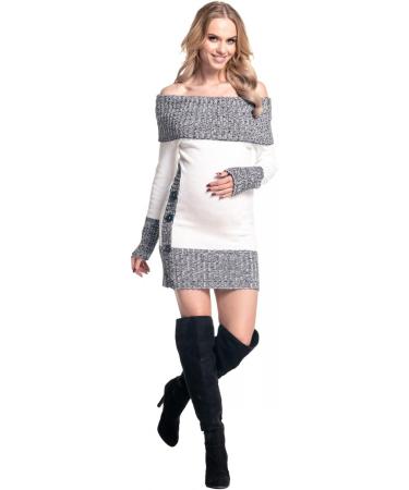 HAPPY MAMA Maternity Bardot Knitted Jumper Dress Pullover Sweater - White 16-18 - Buy Online on GoSupps.com