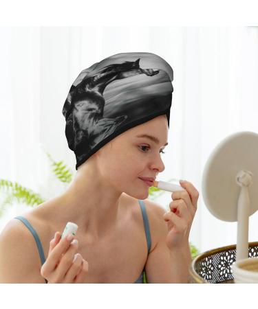Running Horse Black & White Microfiber Hair Towel | Super Absorbent Coral Velvet Quick Dry Wrap for Long Curly & Thick Hair - Women's Hair Care Essential - Buy Online on GoSupps.com