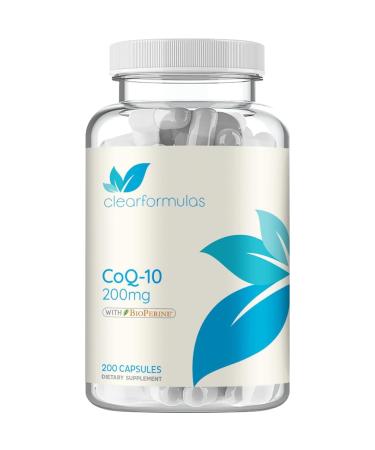 CoQ10 200mg with BioPerine - Enhanced Absorption Coenzyme Q10 200mg Potent Antioxidant for Heart Energy and Aging Support - High Stability CoQ10 Ubiquinone Caps - Made in a cGMP US Lab (200 Servings)