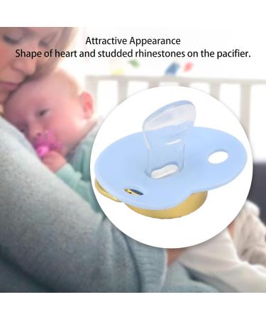 Heart-Shaped Silicone Baby Pacifier - Rhinestone Infant Soothing Toy for Newborns 6-18 Months - Ideal Breastfeeding Gift (Blue) - Buy Online on GoSupps.com