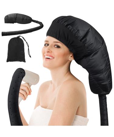 Bonnet Hood Hair Dryer Attachment: Blow Dryer Cap Bonnet,Hair Dryer Cap for Hand Blow Dryer,Easy to Use Natural Curls with Textured Hair Care Styling for Quick Drying Black