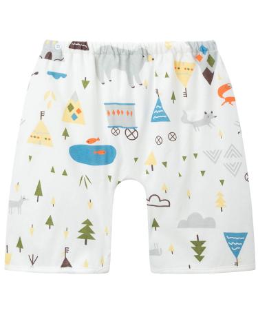 Baby Toilet Training Pants Kids 2 in 1 Waterproof Reusable Cotton Nappy Diaper Skirt Cute Cartoon Skort Pants Polar Bear High Low Waist M