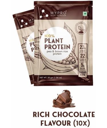 My.pro Sport Nutrition Plant Protein Powder Pea Protein Isolate & Brown Rice Vegan Protein Powder-Pack Of 10 Travel Pack 30 gm each- Chocolate Flavour - Buy Online on GoSupps.com
