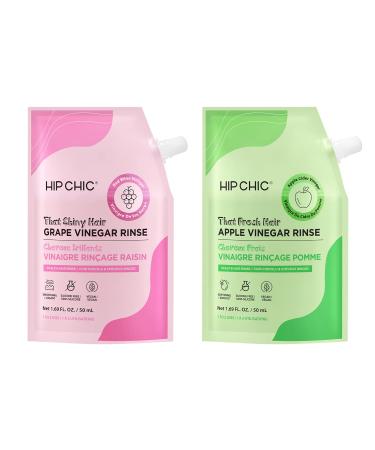 HIP CHIC That Fresh Hair Apple Vinegar Rinse + That Shiny Hair Grape Vinegar Rinse 1-Count of Each Mask (2-Count in Total)