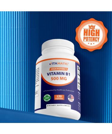 Vitamatic Vitamin B1 (Thiamine) 500mg 3 Pack (360 Capsules Total) - Buy Online on GoSupps.com