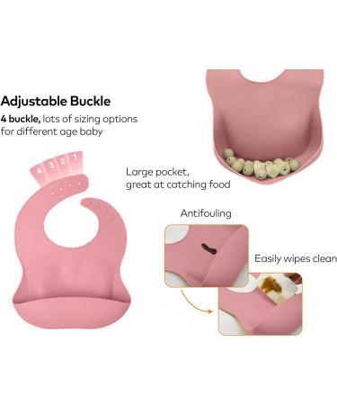 SilverStaar Baby Weaning Set - Silicone Suction Plate, Bowl, Spoon, Fork & Bib | Detachable Suction Base Feeding Set for Babies and Toddlers (Pink) - Buy Online on GoSupps.com