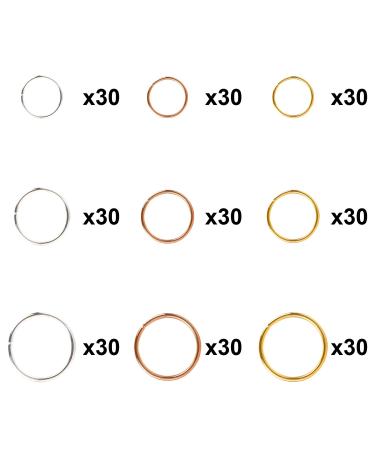 270-Piece Hair Rings Set - 3 Colors & Sizes Perfect for Braid Styles Hair Tips Bows & Clips - International Shipping Available - Buy Online on GoSupps.com