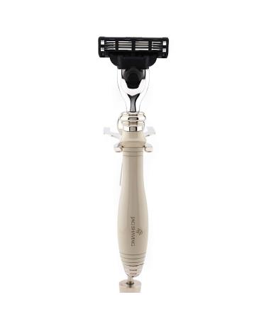 Premium Ivory Razor & Holder Set | Chrome-Plated German Stainless Steel | 3-Cartridge Handle & 1 Pre-Assembled Cartridge | International Shipping Available - Buy Online on GoSupps.com