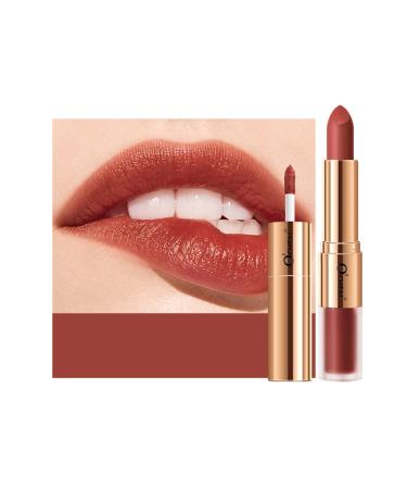KUAILEGO ROSE GOLD 2 In 1 Matte Lipstick & Liquid Lipstick  Full Color Lip Gloss  Matte Finish  Nude  Long Wear Waterproof Velvet Lipstick (02)