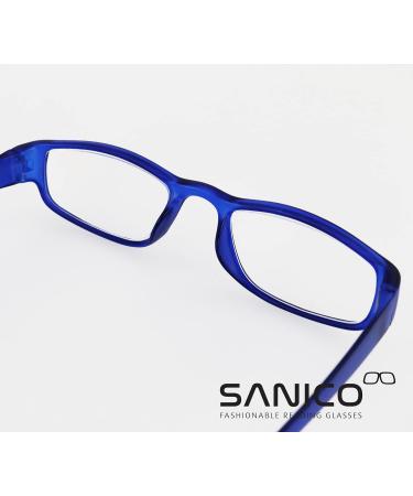 Sanico Fashionable Blue 1.5 Dioptria Reading Glasses - Unisex Optical Aid for Men & Women | Blue Light Blocking I Model Adige - Buy Online on GoSupps.com