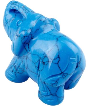NUPUYAI Elephant Figure | Gemstone Crystal Lucky Charm | Reiki Feng Shui Decoration | Blue Howlite Turquoise | International Shipping - Buy Online on GoSupps.com