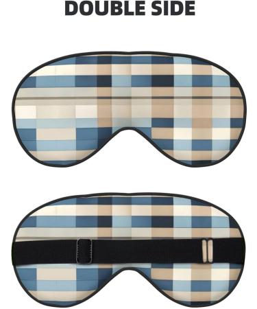 SSIMOO Double-Sided Eye Mask - Blue Beige Square Pattern | Soft Lightweight & Light Blocking for Better Sleep Quality - Buy Online on GoSupps.com