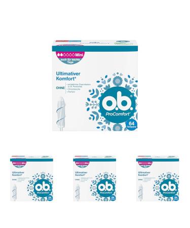 if.PROCOMFORT MINI tampons for light to medium days with Dynamic Fit Technology & Sylkouch surface for ultimate comfort* & reliable protection (1 x 64 pieces) (pack with 4)