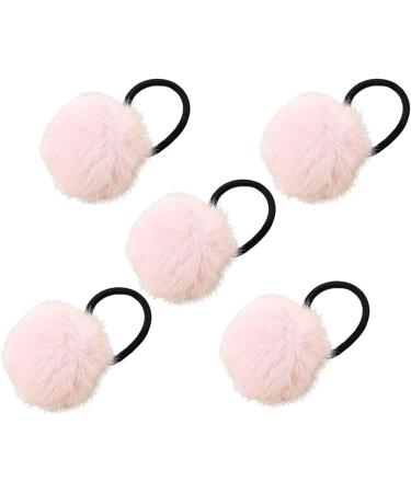 Pom Pom Hair Bobbles Ponytail Holder with Ball - Colourful Ball Hair Rope Fashionable Hair Accessories Furry Ponytail Holder for Daughter Sister Friends Wife Family light pink - Buy Online on GoSupps.com