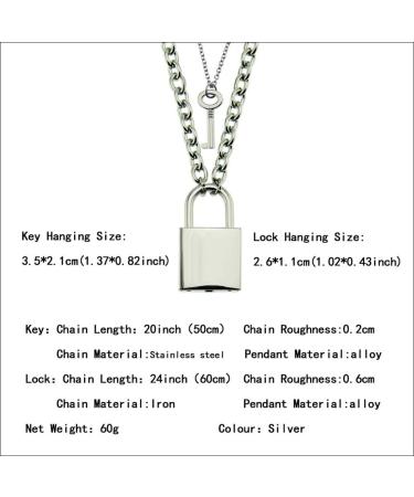Mumaya Women's Chocker Necklace with Lock Pendant Stainless Steel Chain Necklace Lock Key Pendant Pendant Necklace Couple Padlock Necklace - Buy Online on GoSupps.com