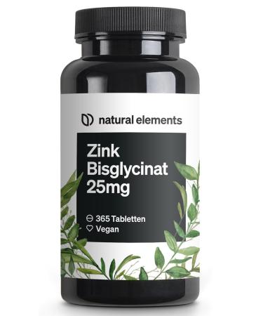 Zink 25mg-365 tablets-well-tolerated zinc glycinat (zinc-chelate)-vegan high-dose without unnecessary additives-produced in Germany & laboratory test 25 mg - Buy Online on GoSupps.com
